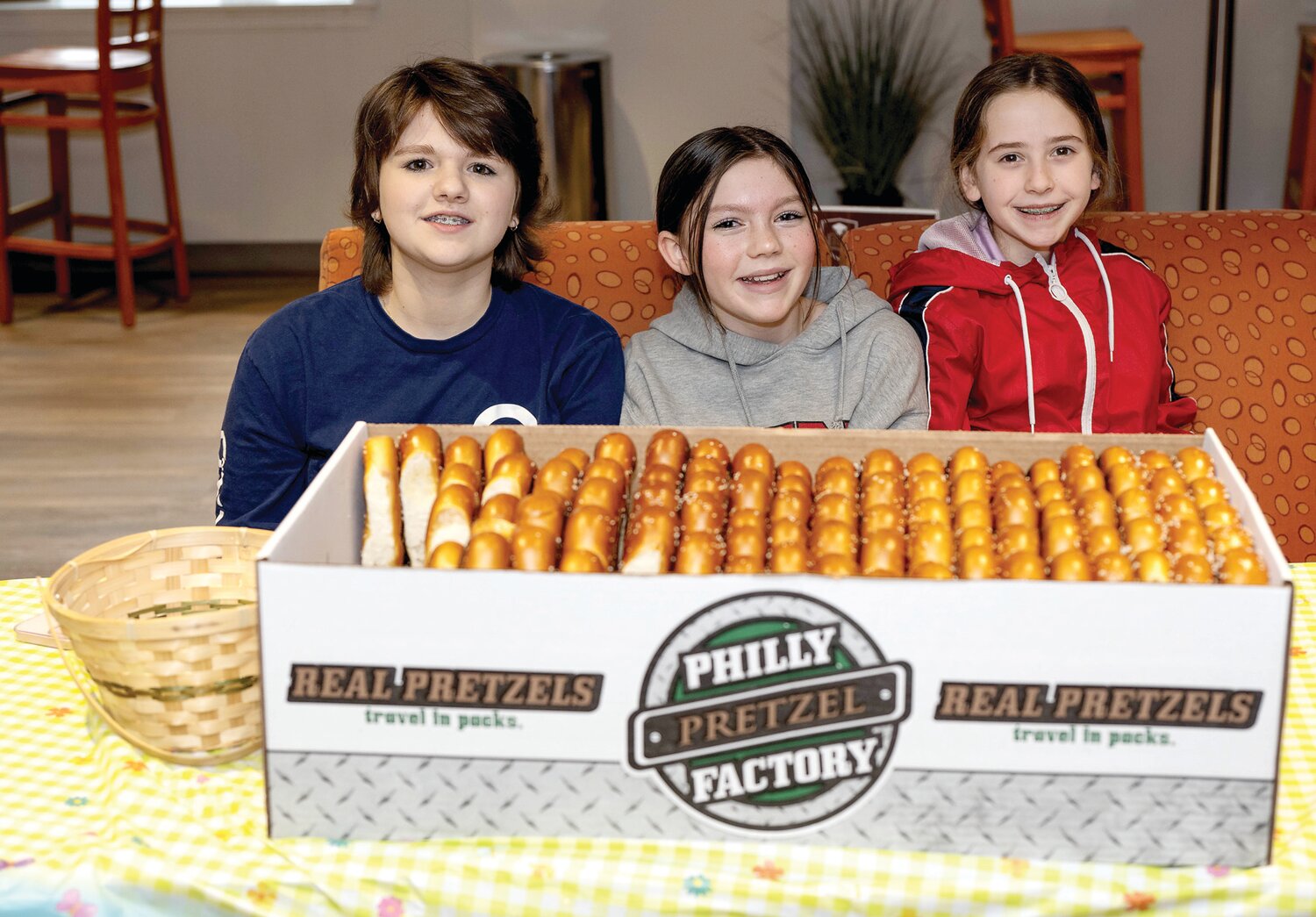 Reagan Grant, Hope Foley and Jaclyn Kontz sell soft pretzels.