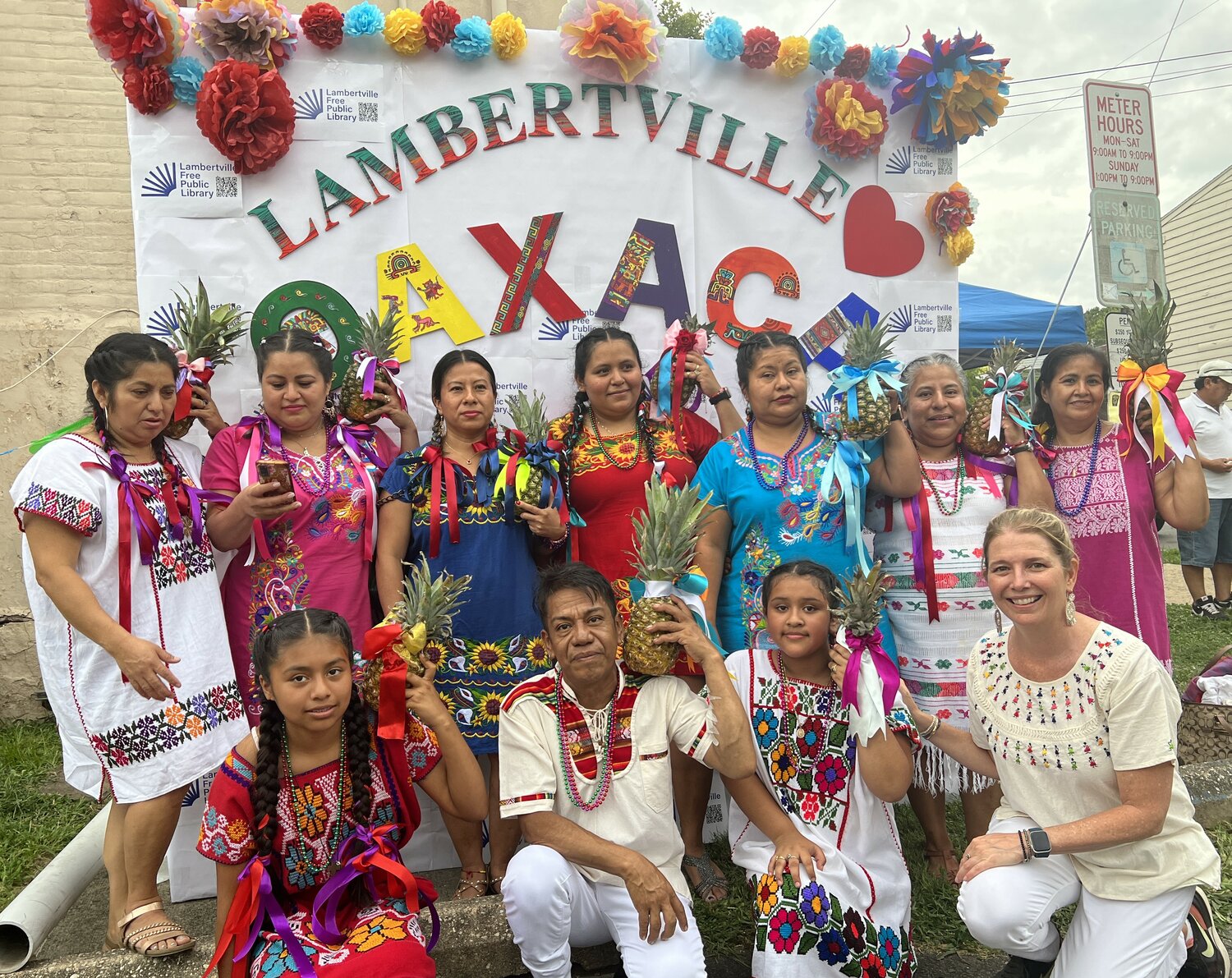 Head of Hispanic Programming Trina Bardusco is with the “Pineapple Dance” performers at Oaxaca Festival 2022.