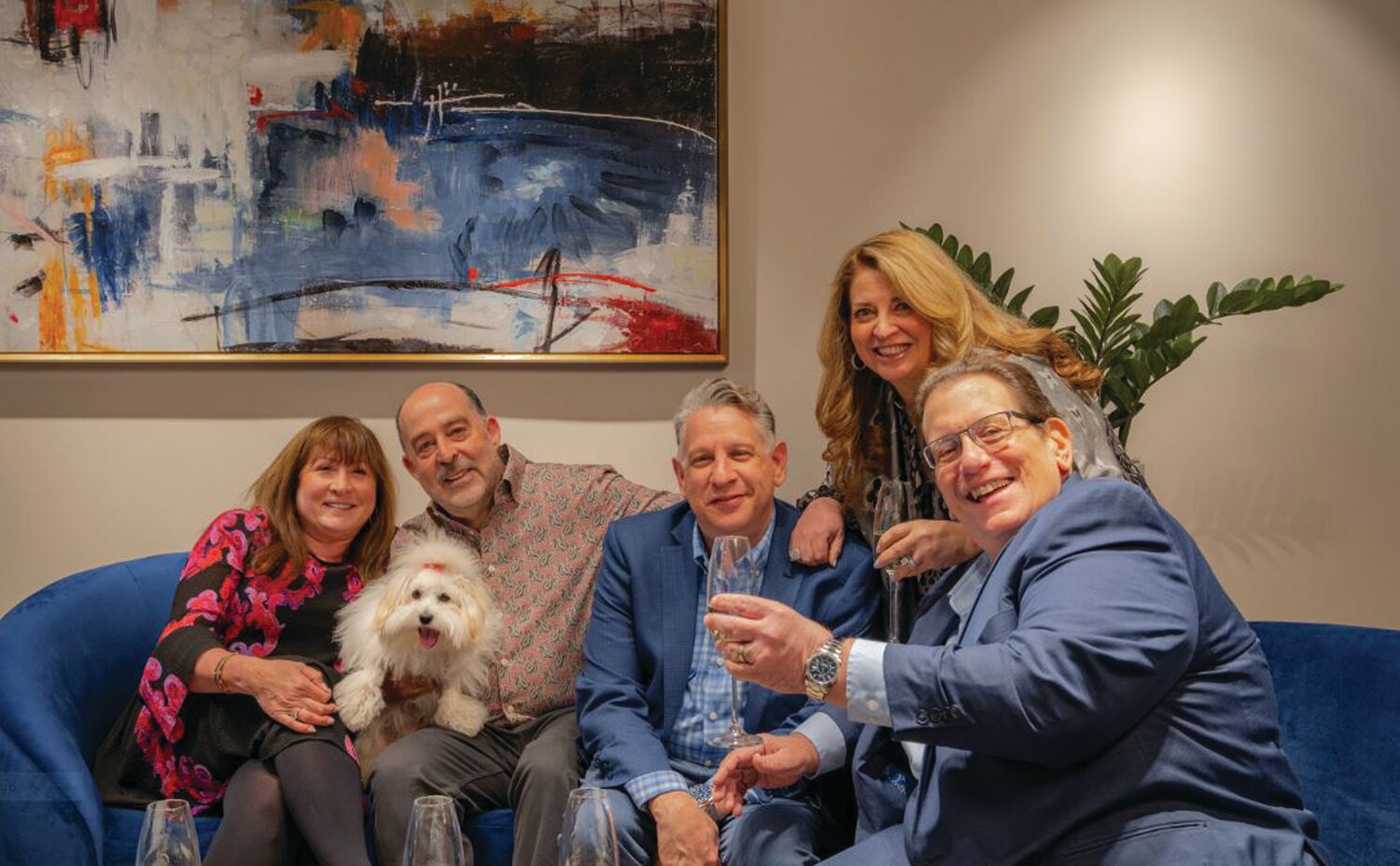 From left are new Bernie Robbins Jewelers owners Sandra Moran, Andy Lazar, Stephen Berman, Gen Flaxman, and Steve Jaffe.