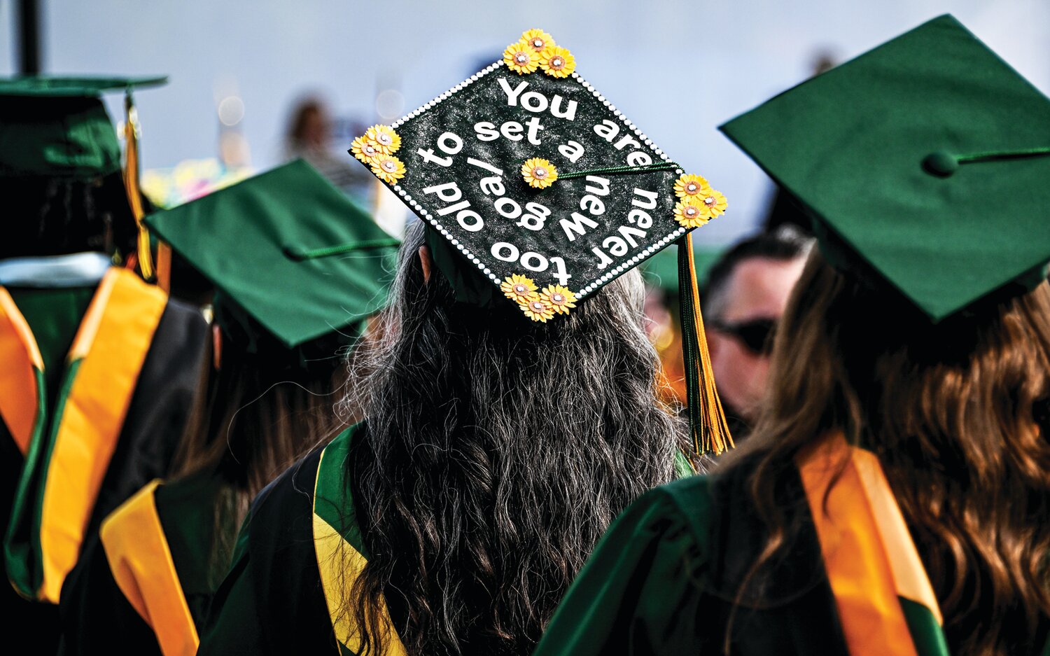 A cap decorated by a member of the Class of 2024.