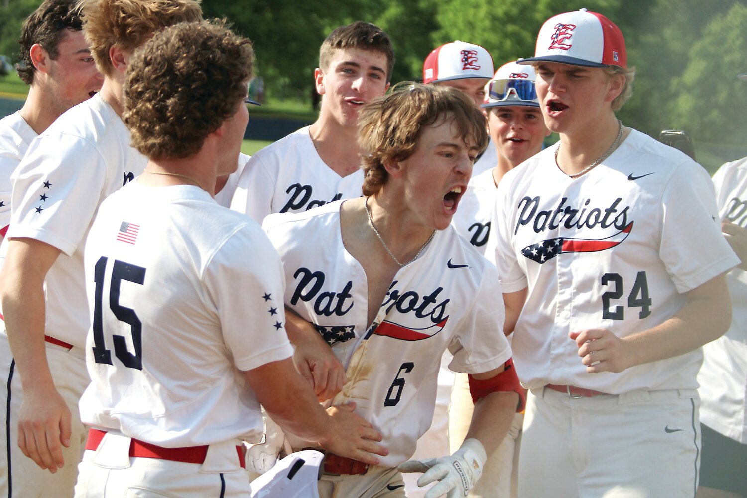 Central Bucks East’s Chase Fulford celebrates after hitting a home run.