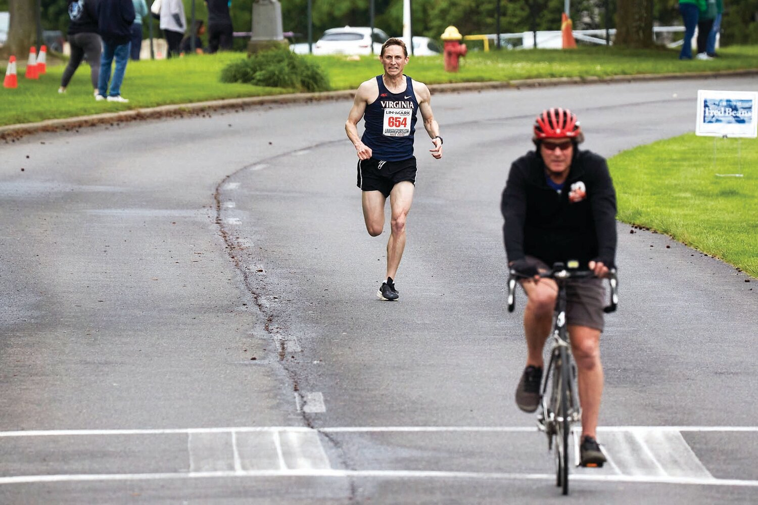 Luke Holman, of Arlington, Va., came in first in the 5K during the Sesame Place Classic 2024.