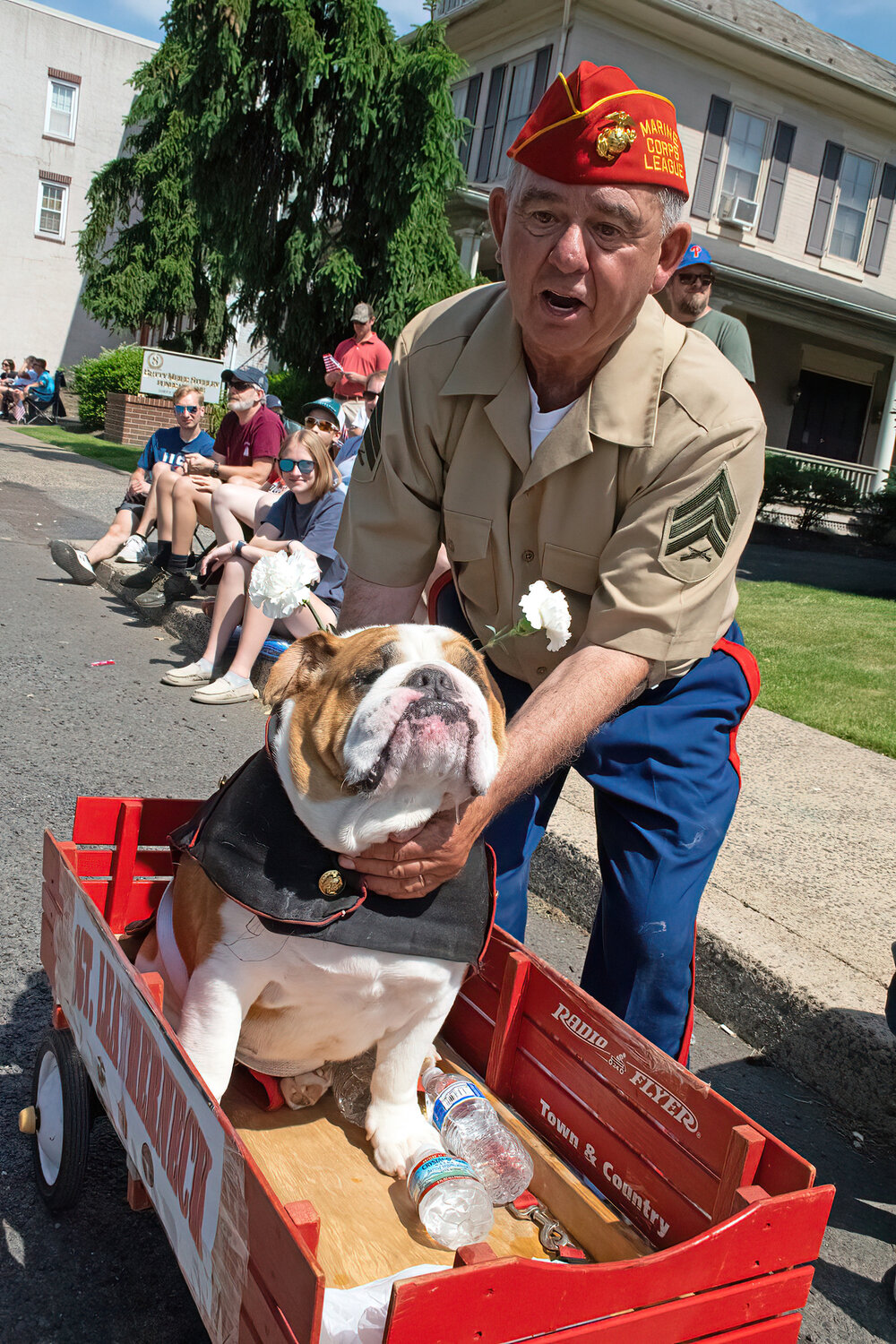 A veteran and his pooch take part in this year’s Memorial Day Parade in Sellersville.