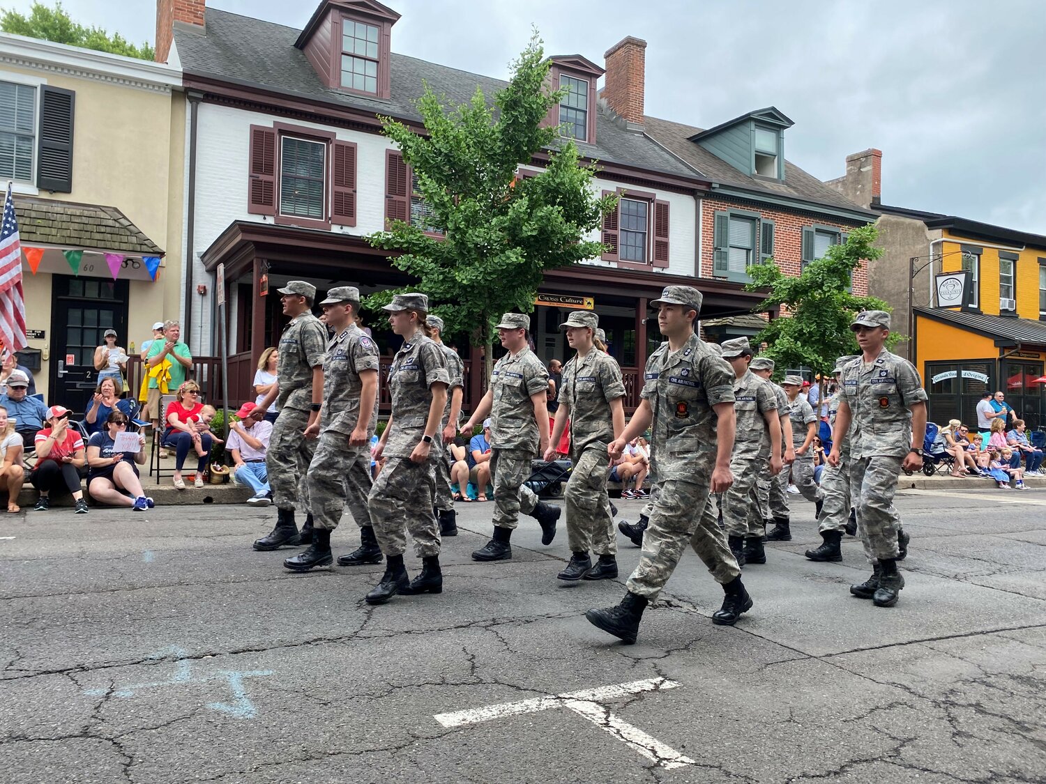 Members of a Doylestown-based Civil Air Patrol squadron march in Monday’s parade.