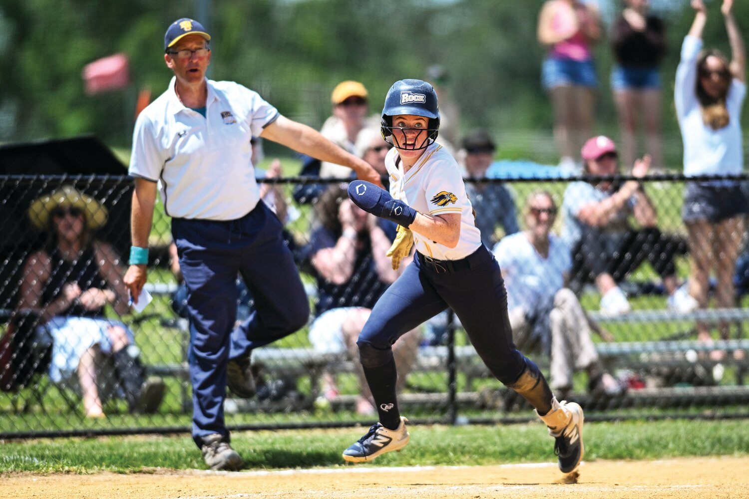 New Hope-Solebury’s Mabel Klossner rounds third and scores to make it 5-2 in the fifth inning of Friday’s PIAA play-in game against Palisades. Palisades would prevail 5-4.