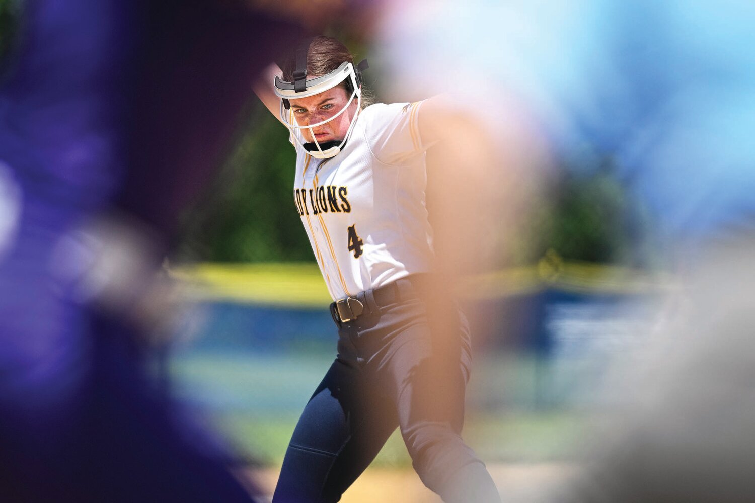 New Hope-Solebury’s Mabel Klossner bears down pitching in relief in the fifth inning.