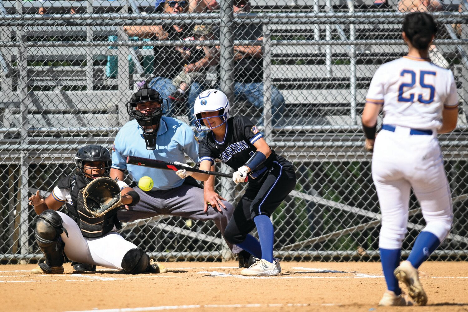 Kira Jefferson makes a bunt attempt during the top of the third inning in last Thursday’s District One 6A final vs. Downingtown West.