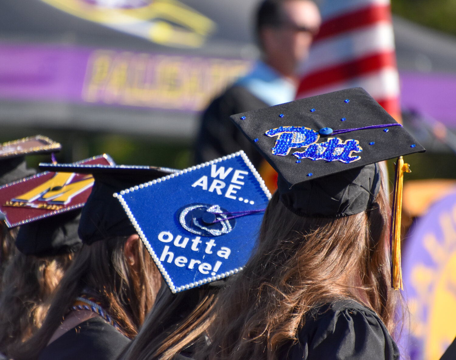 Students bound for Penn State and University of Pittsburgh prepare to leave Palisades High School behind.