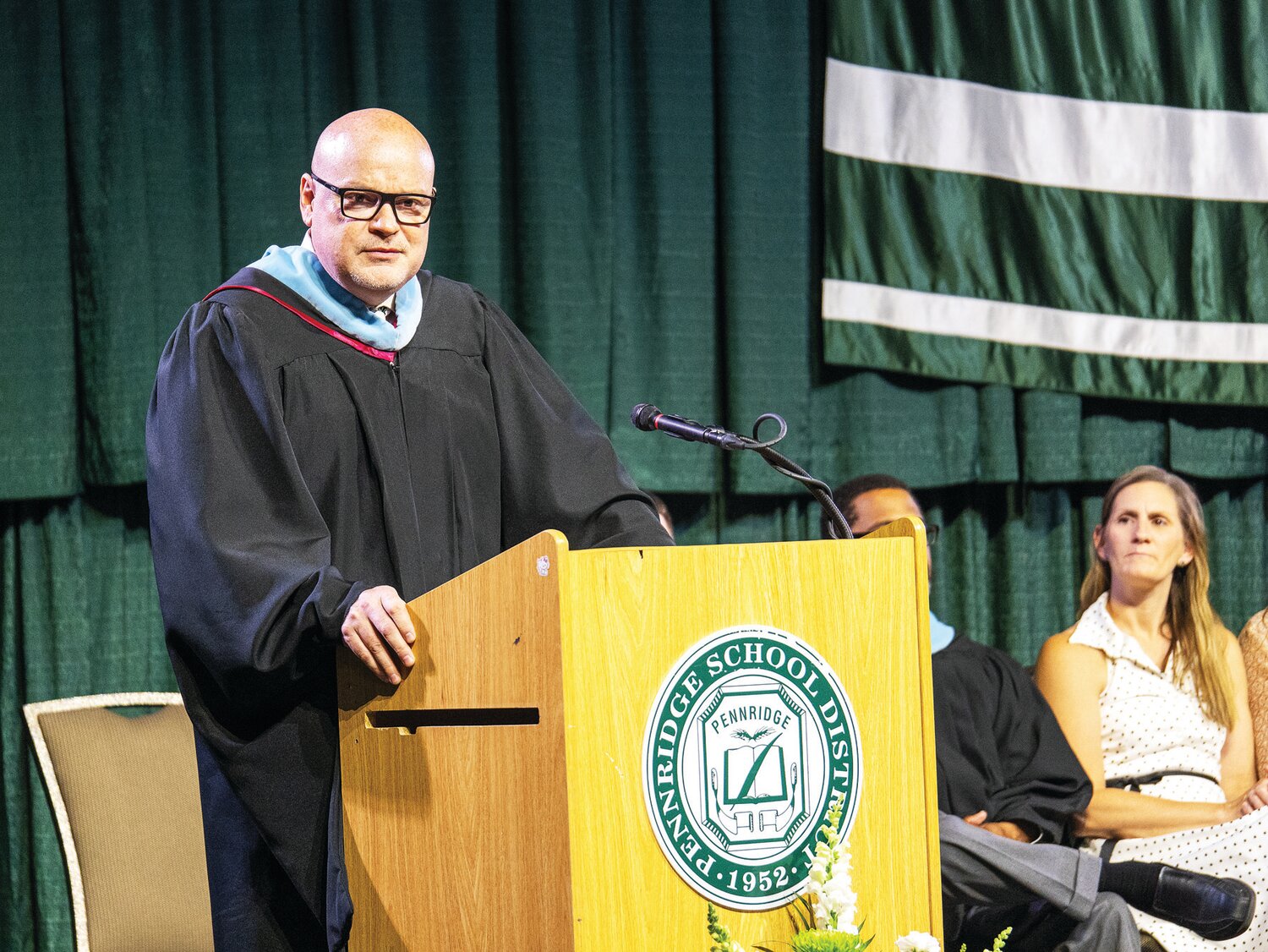 Pennridge School District Superintendent Angelo Berrios congratulates the graduating seniors.