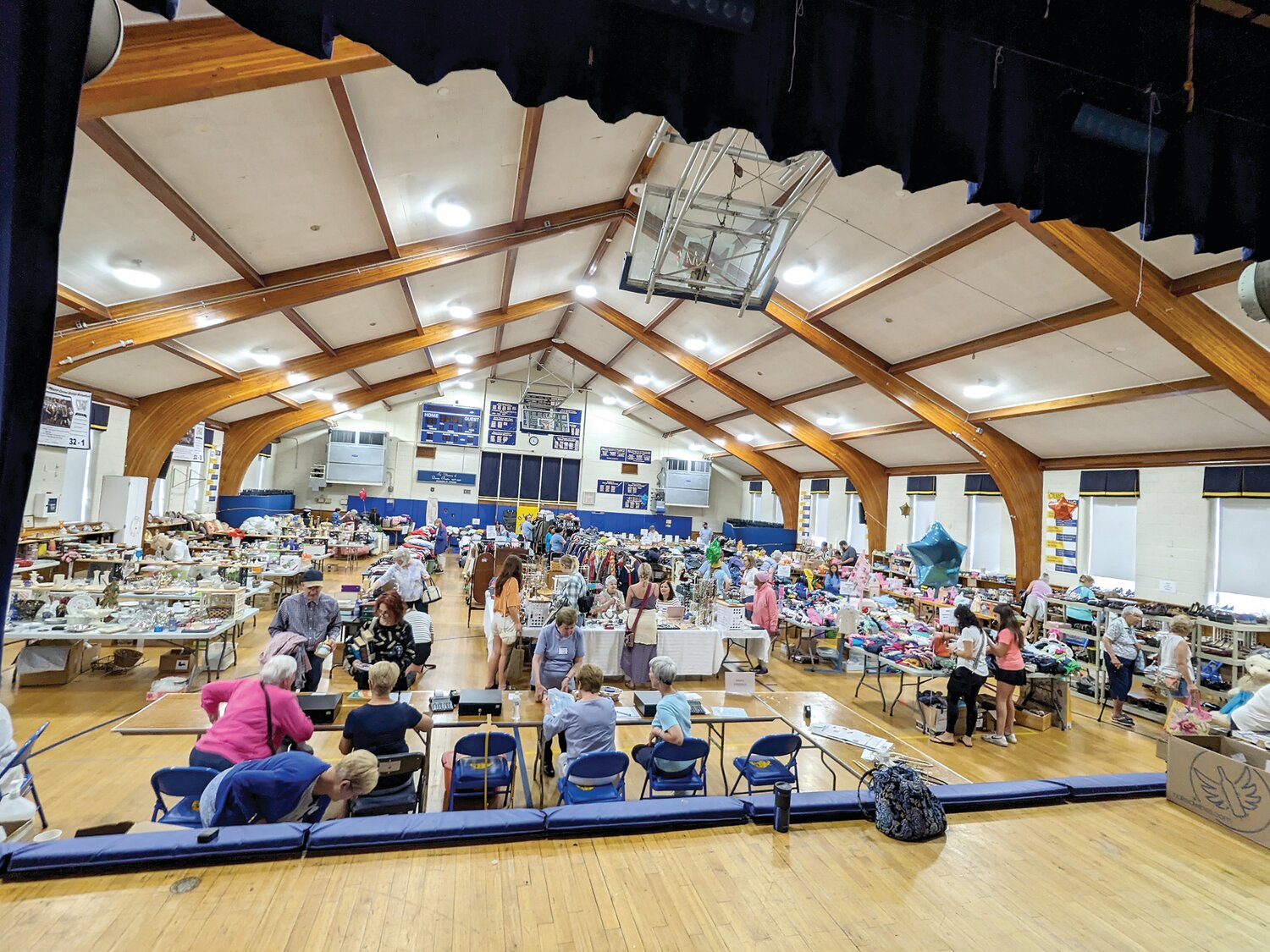 The Ladies of Mt. Carmel are getting ready for their annual rummage sale. Shown is the OLMC School gym during last year’s sale.