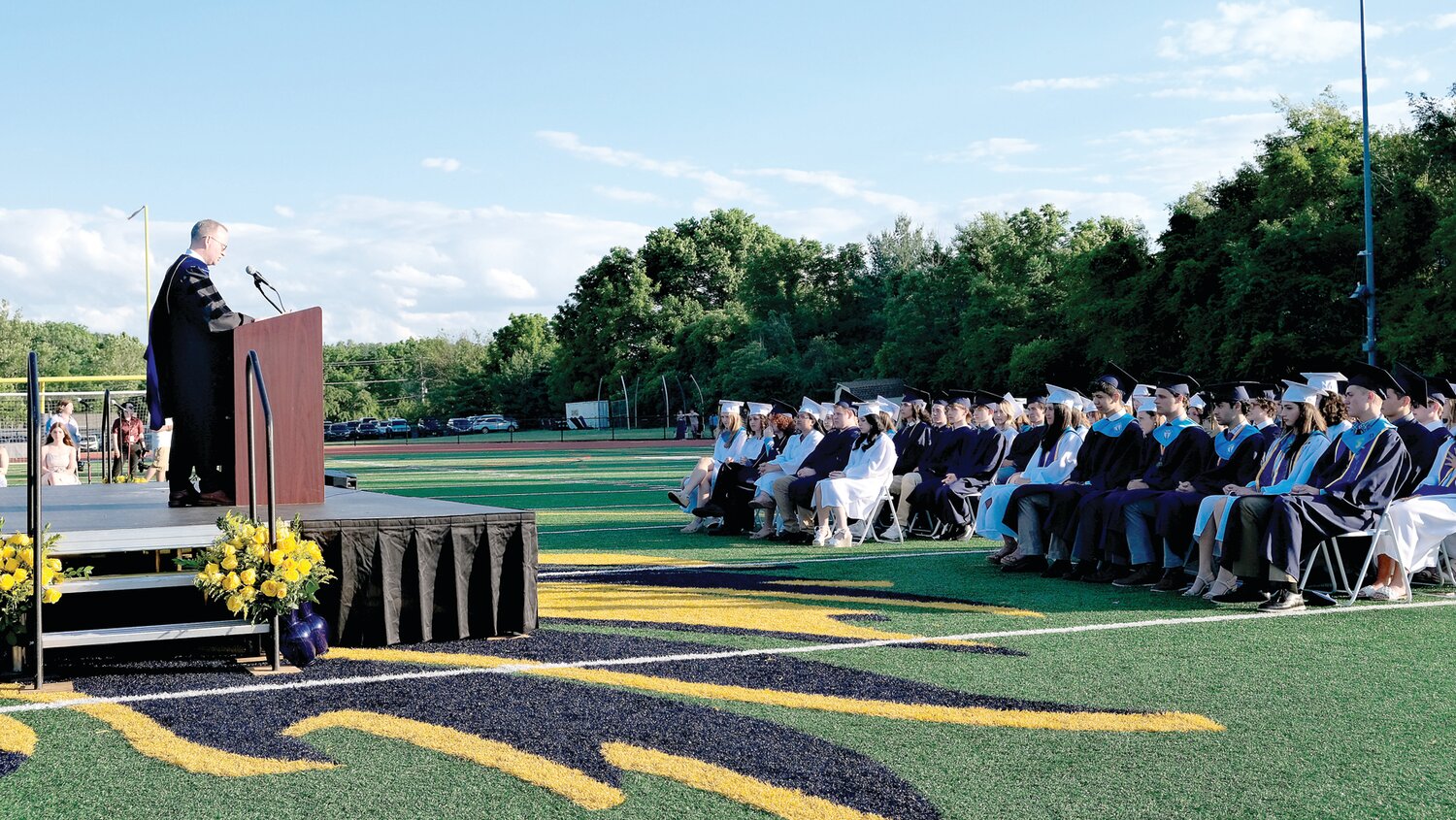 Superintendent Dr. Charles Lentz speaks at New Hope-Solebury’s June 7 graduation ceremony.