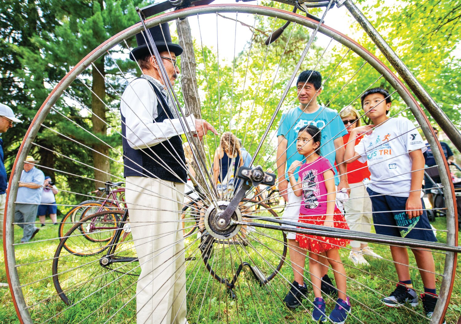 Visitors check out a display of antique bicycles during Fonthill Castle’s annual Independence Day celebration, which took place July 4.