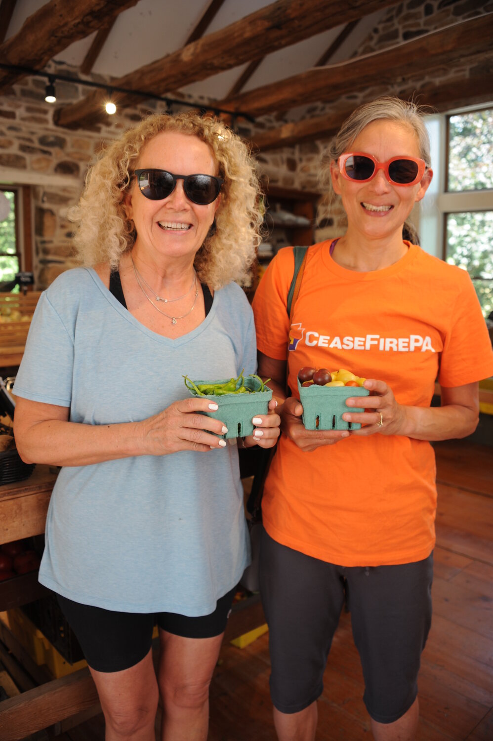 Sharon Smith and Helen Tai visit the farm market.