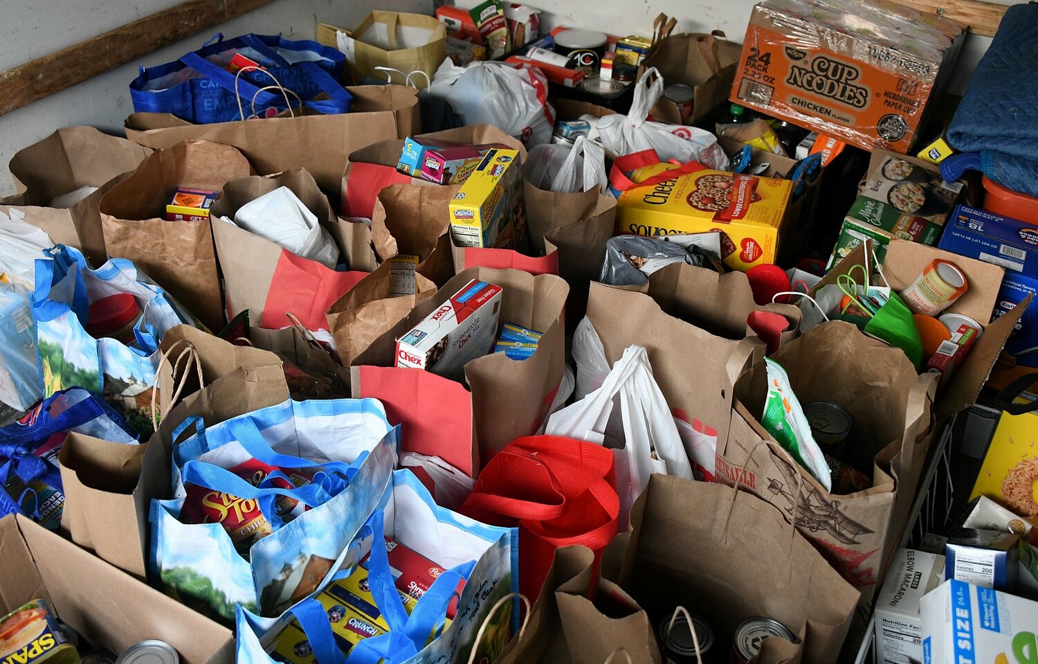 A truckload of food is donated for the Warminster Food Bank at the Blue Bar fundraiser Saturday.