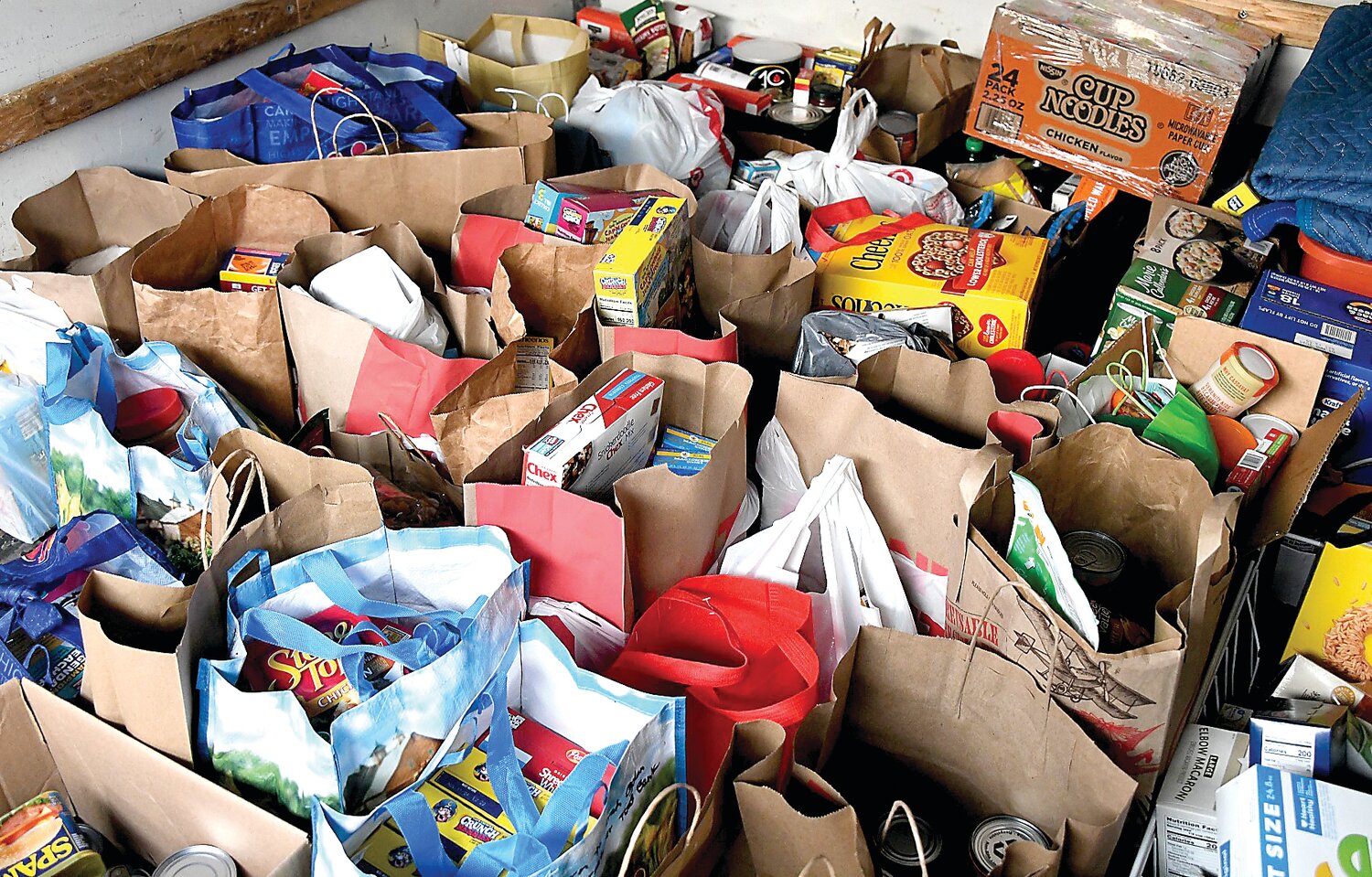 A truckload of food is donated for the Warminster Food Bank at the Blue Bar fundraiser Saturday.