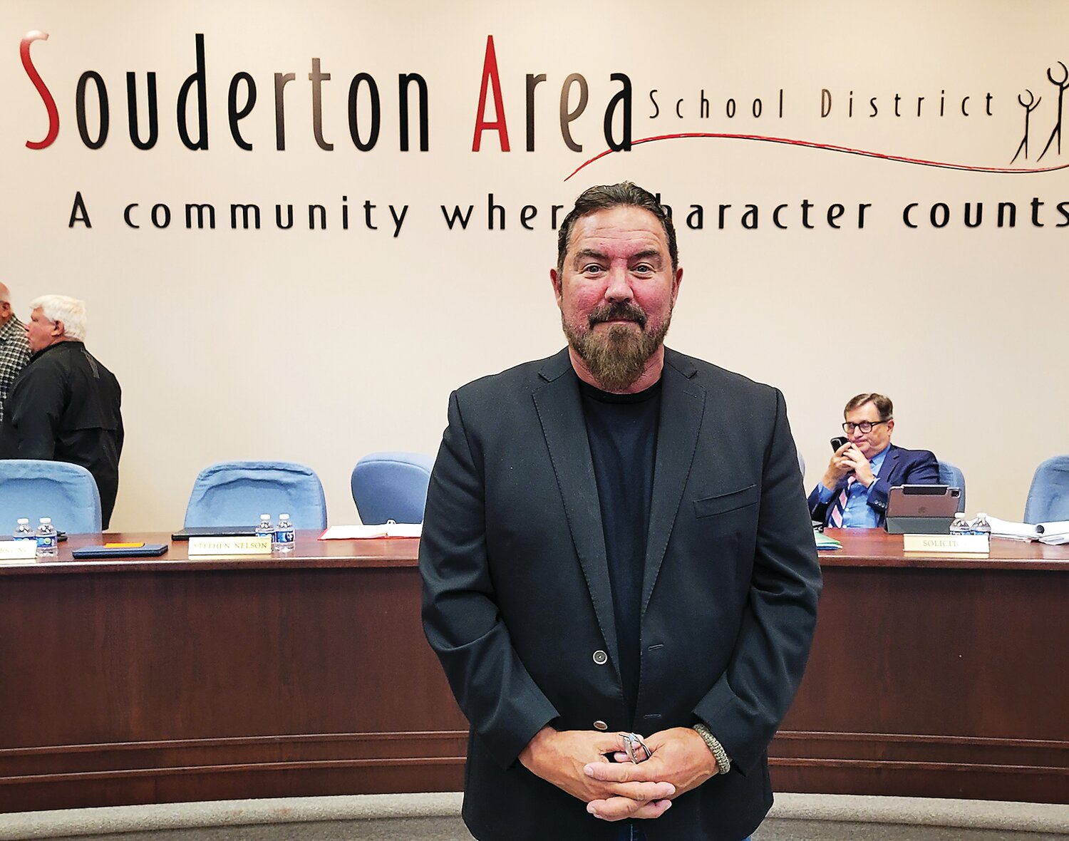 Bill Formica poses for a photo after taking the oath of office as a Souderton Area School District board member late last year.