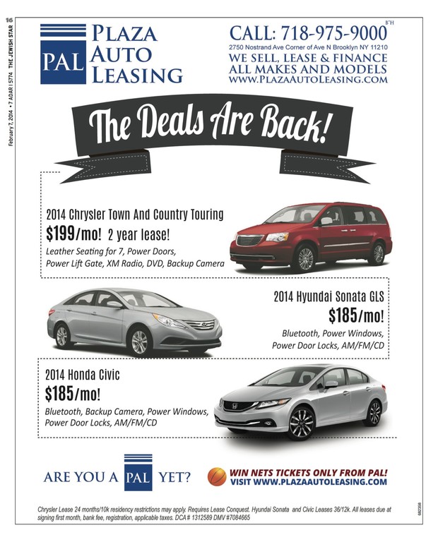 Plaza Auto Leasing This Week S Specials The Jewish Star Www
