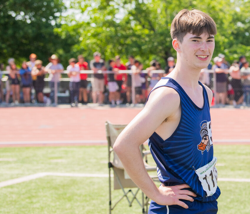 Pe Ell’s Carter Phelps took second in the 110 meter hurdles in Yakima on Saturday, May 27.