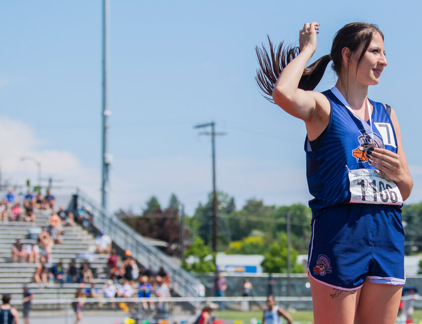 Pe Ell’s Charlie Carper took third in the 1B girls 100 meter hurdles on Saturday in Yakima.