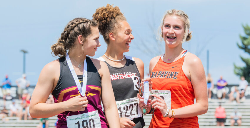 Napavine’s Keira O’Neill tied for third place in the girls 2B high jump competition in Yakima on Saturday, May 27.