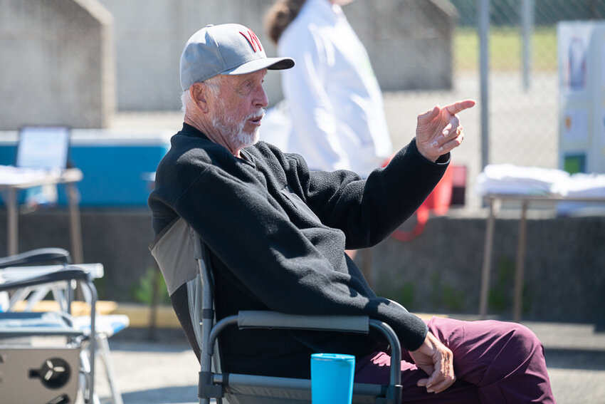 Jack State talks to friends and ex-players during his alumni tournament, June 24, 2023, at W.F. West.