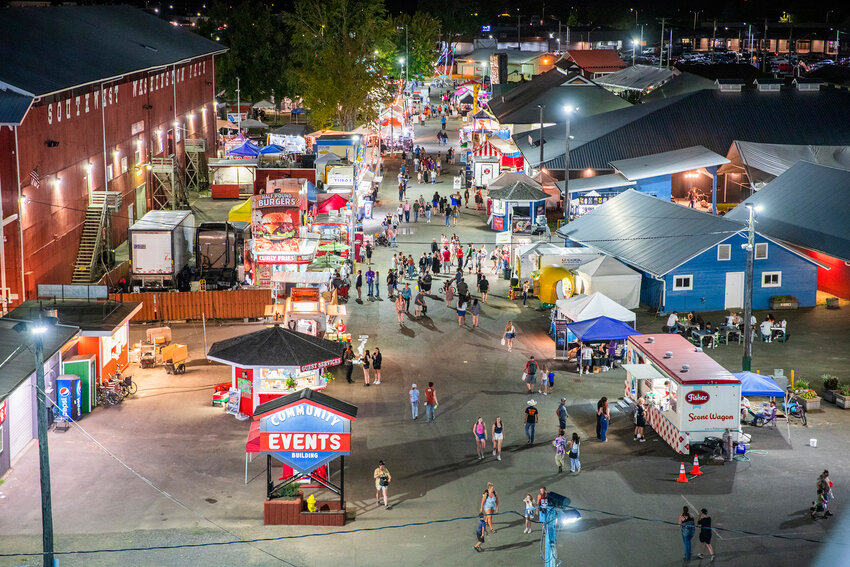 Lights illuminate the Southwest Washington Fairgrounds in 2022.