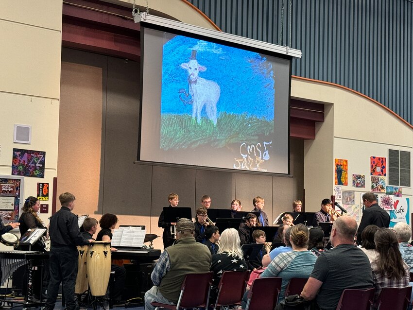 Student artwork is on display during Thursday evening's jazz concert at Chehalis Middle School, May 16, 2024.