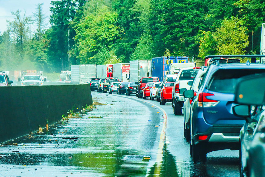 Traffic is backed up on Interstate 5 south of Maytown in this 2019 Chronicle file photo.