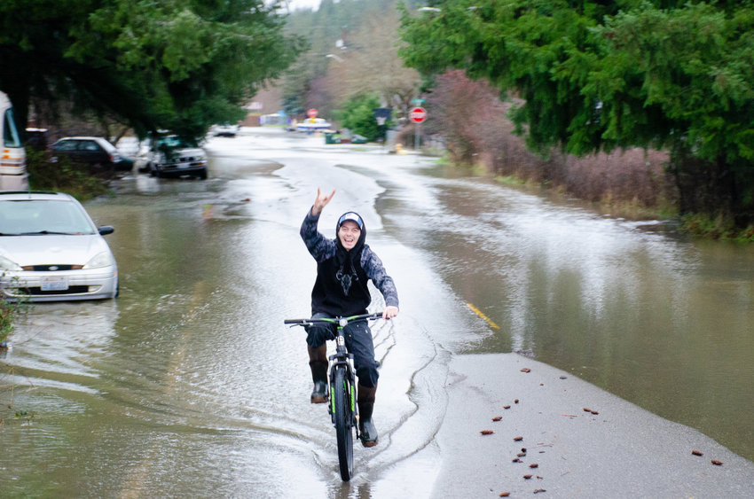 The Skookumchuck River crested just short of a record overnight in Bucoda in January of 2022.