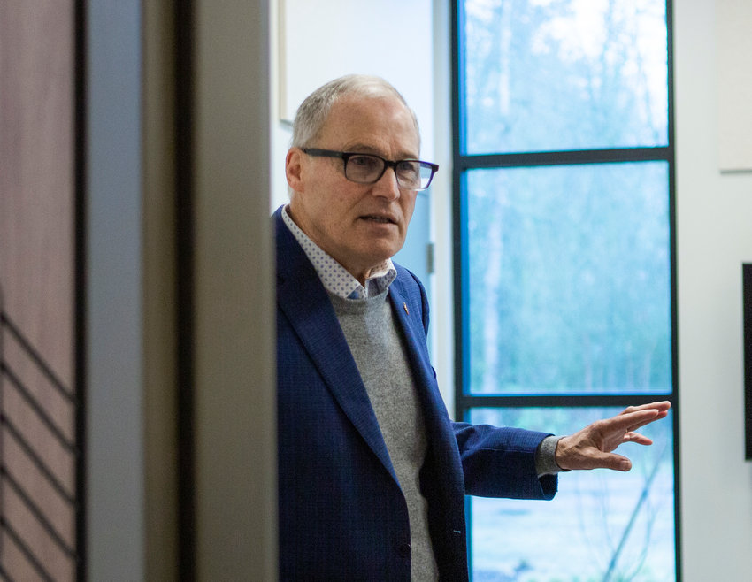 Gov. Jay Inslee tours classrooms inside the new Civil Center for Behavioral Health at Maple Lane School between Centralia and Rochester during a grand opening ceremony on Friday, Jan. 27.