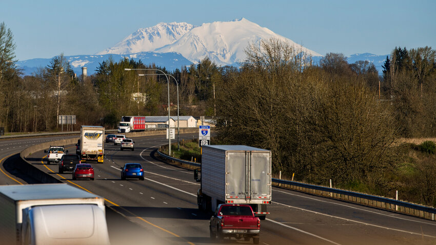 Mount St. Helens is seen Tuesday, April 25, 2023 from Chehalis.