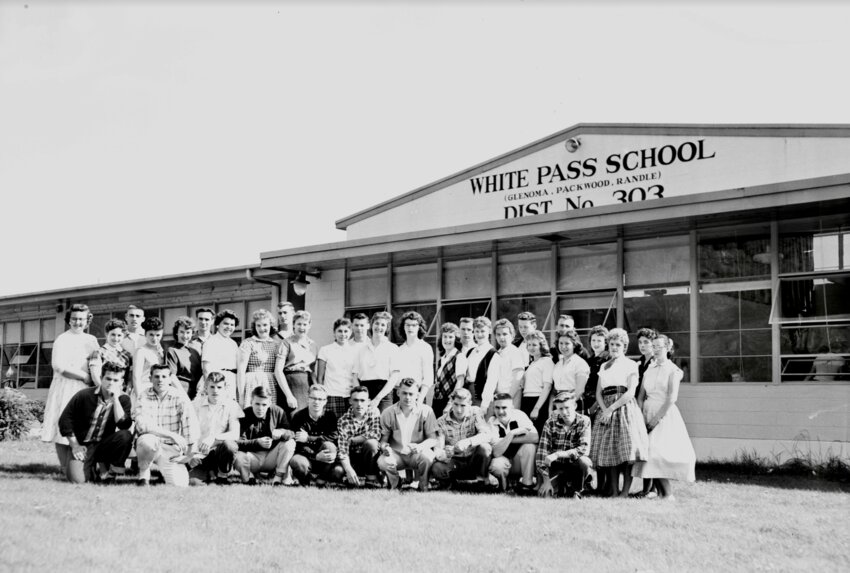 PHOTO OF THE WEEK: This photo was originally published April 25, 1959, with the following caption: &quot;White Pass High School's 1959 graduating senior class poses for a pre-graduation picture on the school grounds at Randle. There are 36 prospective graduates at the school this year. They are: Carmen L. Beeks, Brenda Cheney, Sue Core, Karen Fuller, Carolyn Goble, Sharon Goble, Carolyn Helt, Bronwyn Hillstrom, Susan Johanson, Donna Lagerquist, Judy Cheney, Sandra McMillion, Janet Morgan, Anna May Morris, Virginia Mullins, Jessie Mullins, Jean Robbins, Julia Lee Shoemaker, Phyllis Stiltner, Jere Bowen, Doyle Dickey, Ronnie Dodrill, Clay Dunaway, Gerald Goble Jr., Wayne Harper, William Heinrich, Robert Hornby, Chad Hunt, Gary Kruger, Curt Owen, James Pierson, Robert Pratt, Norman Selchert, Alfred Watkins, William Westall and Gary Woods. Mrs. Wallace Rowland, senior class advisor, is pictured at top left. Baccalaureate will be May 24. Graduation has been set for May 27 at the school.&quot;
