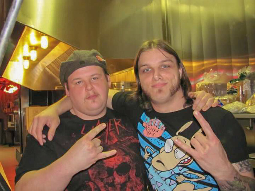 Justin Ames, left, is seen together with his friend, Tim Filer, in this courtesy photo provided by Filer. The pair grew up and worked together, and now that Justin Ames has passed away, Filer is organizing a benefit dinner, auction and concert for Justin Ames' family.