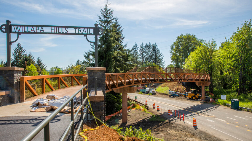 Construction continues on the Littell Overpass for the Willapa Hills State Park Trail on Tuesday, May 16.