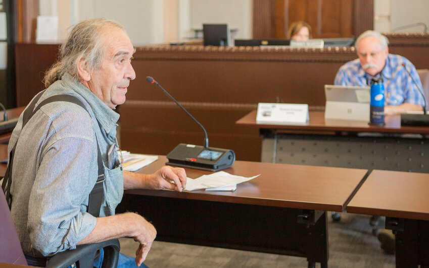 Pete Krabbe appears before the Lewis County Board of Equalization on Thursday at the Lewis County Courthouse in Chehalis.