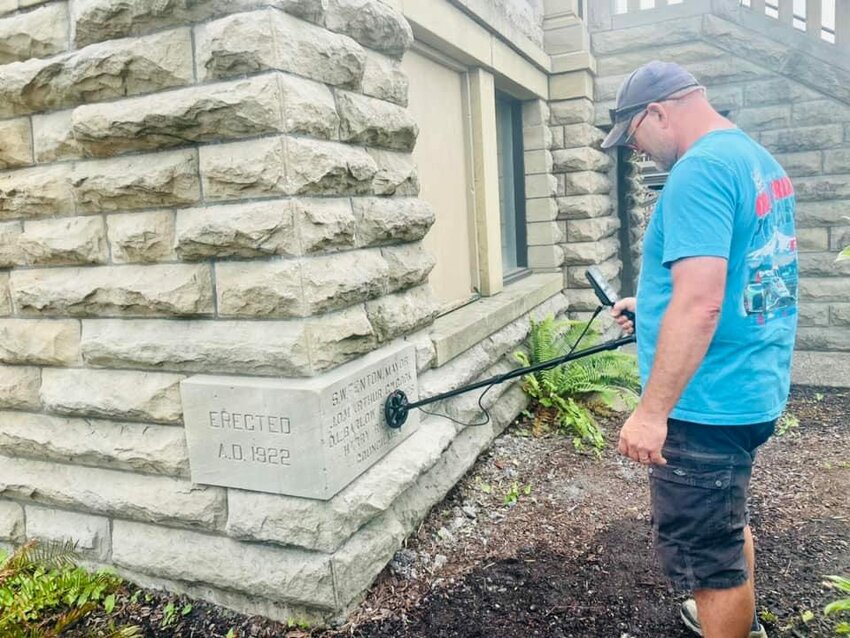 &quot;In preparation for the 150th anniversary of the founding of Tenino and the 100th anniversary of the reconstruction of City Hall in 2023, we are attempting to excavate the time capsule from the cornerstone,&quot; wrote Tenino Mayor Wayne Fournier, who shared these photos of an old news clipping and workers attempting to locate the time capsule.