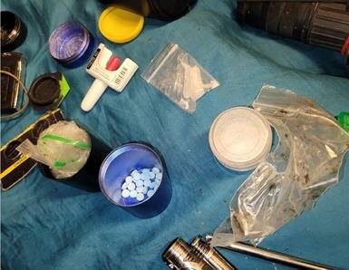 Drugs seized by Joint Narcotic Enforcement Team detectives and Centralia law enforcement during a search of an RV at the Peppertree West Motor Inn and RV/Mobile Home Park in Centralia on Tuesday.