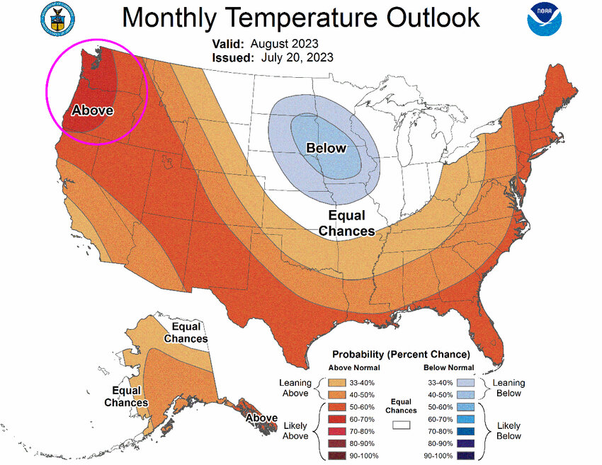 This NOAA graph shows weather in the Pacific Northwest that has caused &ldquo;significant&rdquo; wildfire risk in the region, according to the U.S. Forest Service.