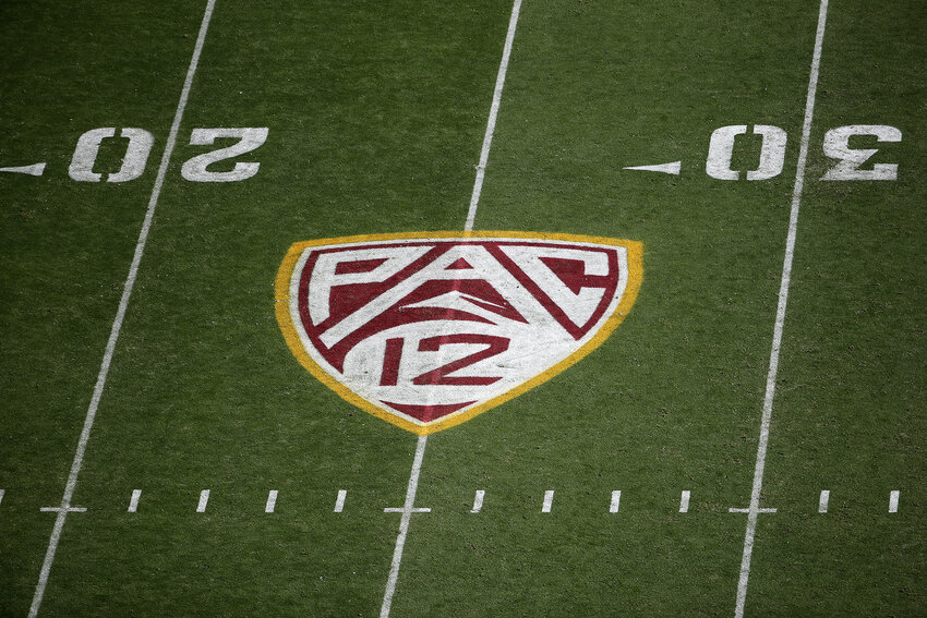 The Pac-12 logo seen on the field during a game at Sun Devil Stadium on Nov. 09, 2019 in Tempe, Arizona. (Christian Petersen/Getty Images/TNS)