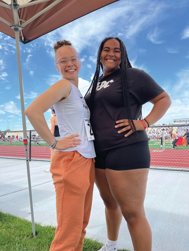Yelm High School graduates and soon-to-be Eastern Washington University athletes Breanna Hurajt and Tatiyanna Wadley pose for a photo.