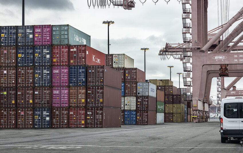 Friday, March 18, 2022.   Some of the 7,000 containers at Seattle's Northwest Seaport Alliance's Terminal 46 where containers sit ready to be picked up and filled or filled and waiting to be loaded onto ships.