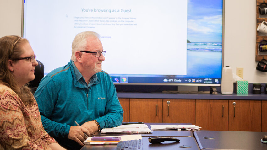 Twin Transit Executive Director Joe Clark appears at a Twin Transit Board meeting on Tuesday afternoon.