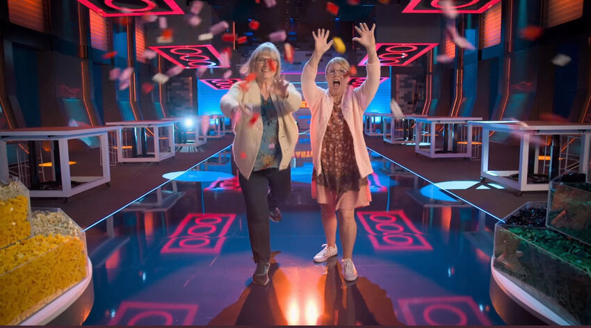 Yelm resident Amie Thaler and her teammate Karen Bludorn celebrate on Fox&rsquo;s Lego Masters series.