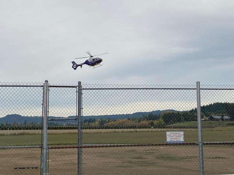 The man, identified by friends as Steven Lundy, was reportedly putting a new drop line down when it sucked him into the sheave and amputated his leg from below the knee. Airlift Northwest and American Medical Response transported Lundry from Boistfort Elementary School to Tacoma General Hospital via helicopter. He was &ldquo;in stable condition and unbelievably maintaining good spirits,&rdquo; one of his friends, Kayla Trodahl, wrote Monday afternoon.