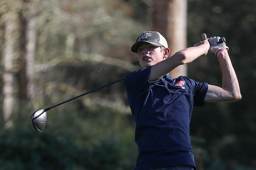 Jack Casler drives the ball during the 2A Evergreen Championships on Oct. 18.