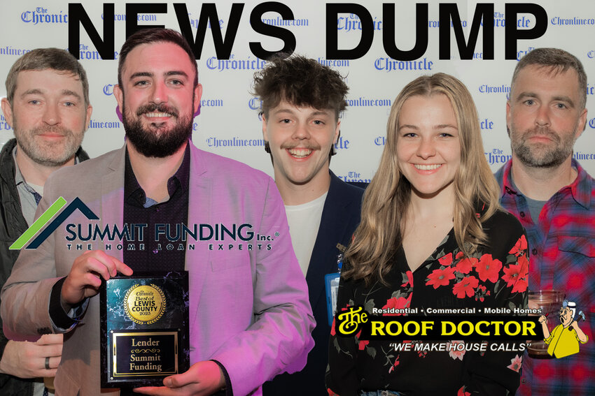 From left, Eric Schwartz, Jacek Gillispie at Summit Funding, Jared Wenzelburger, Isabel Vander Stoep and Aaron VanTuyl accept their Best of Lewis County award.