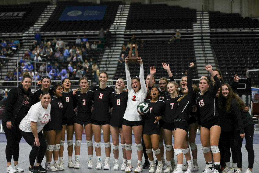 The celebration was just getting started for the Vikings after they won the third-place match at the state tournament on Nov. 9 in Yakima.