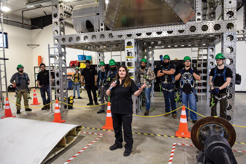 The Northwest Renewable Energy Institute&rsquo;s Fruit Valley Road offsite campus features a 20-foot tower for wind turbine technician training. The tower&rsquo;s nose cone simulates the inside of a wind turbine.