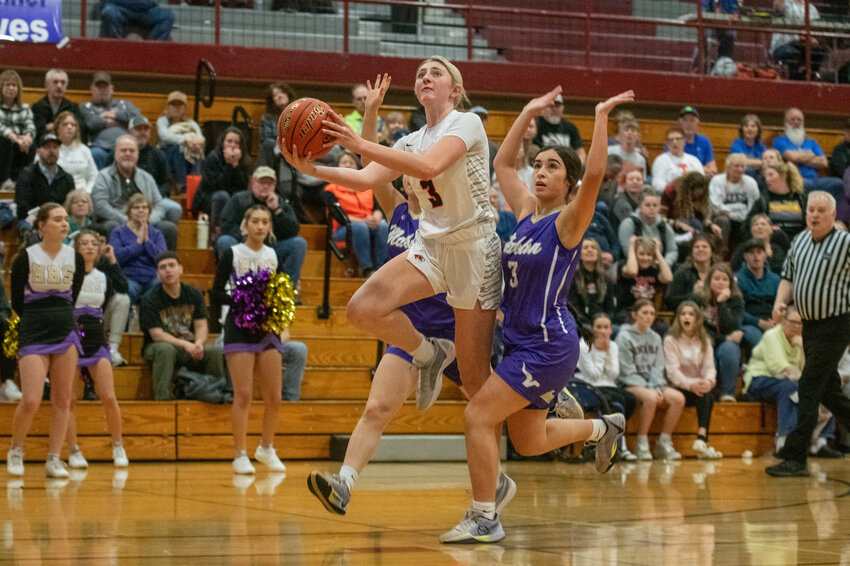 Napavine's Hayden Kaut takes a shot against Mabton during Saturday's Class 2B opening round contest at W.F. West High School