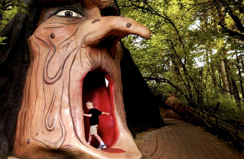 Casey Kienzle of Jefferson  walks readily into the mouth of the wicked witch at The Enchanted Forest in Turner, Oregon. He was there with his brother, Spencer, in 2005.